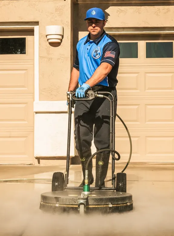 Wash Patrolman Steam Cleaning Concrete Driveway in Peoria